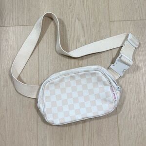 Cream Checkered Crossbody Bag